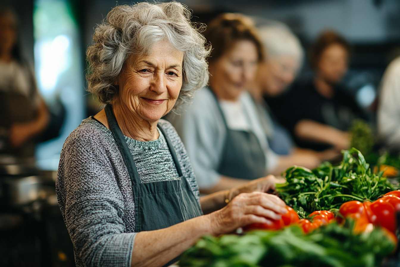 Група активних людей старшого віку на кулінарному майстер-класі